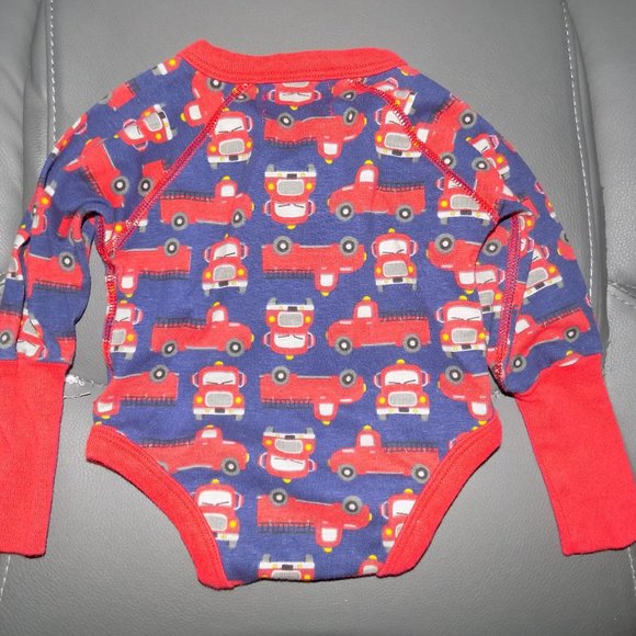 Mud Pie Fire Truck Theme Snap Tee Once Piece Size 0-3 Months Boy's EUC - Picture 3 of 3